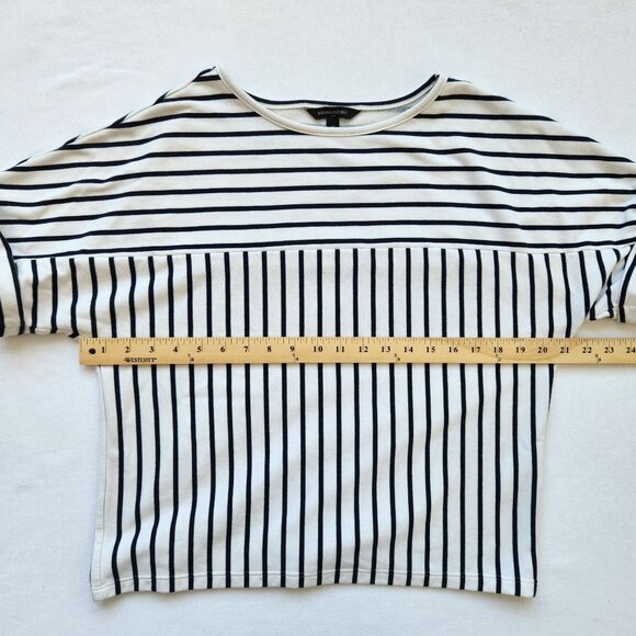 Striped Black White French Terry Nautical Summer Beach Cute Coastal Medium - Picture 6 of 7